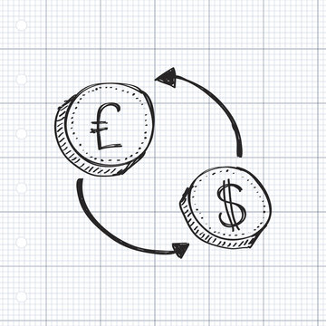 Simple doodle of a money transfer