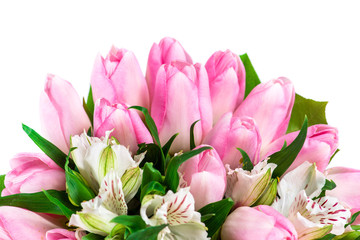 close-up of a Sweet tender spring bouquet  bridal bouquet of tul