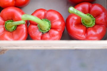 A group of fresh and clean red peppers