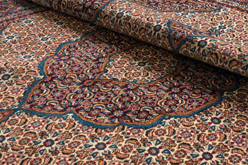Close up of a fine persian Moud oriental carpet