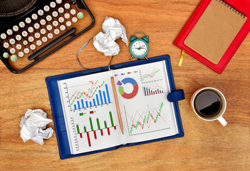 notebook with drawing chart