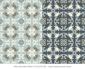 Retro Seamless Pattern 2 Color Set_081 Spiral Kaleidoscope Flower
