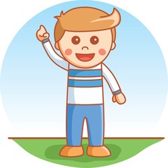Boy pointing  cartoon illustration