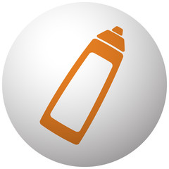 Orange Baby Bottle icon on sphere isolated on white background