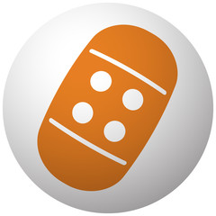 Orange Adhesive Bandage icon on sphere isolated on white backgro
