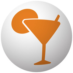 Orange Cocktail icon on sphere isolated on white background