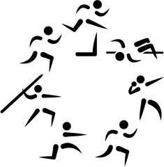 Heptathlete icons in a circle