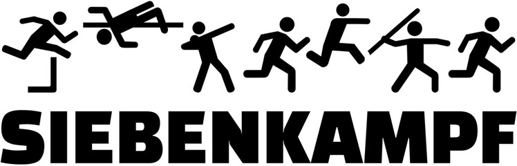 Heptathlon icons with german word