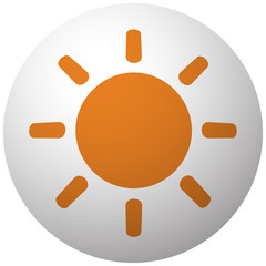 Orange Sun icon on sphere isolated on white background