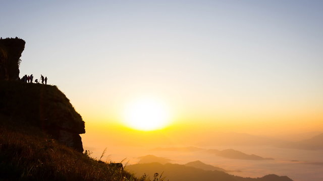 Timelapse of sunrise on the morning mist at Phu Chee Fah,Chiangrai,Thailand. PAL 25 fps,