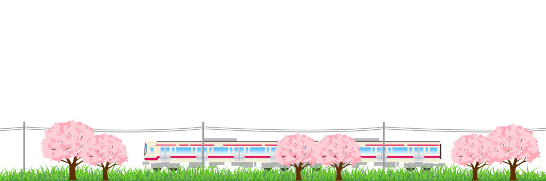 桜　電車　風景　背景