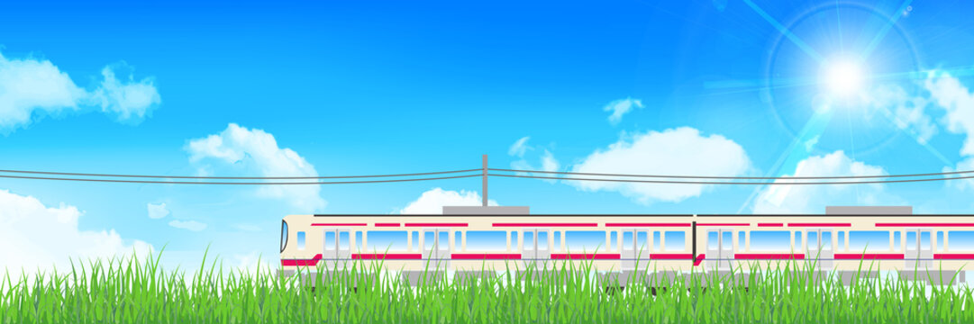 電車　空　風景　背景