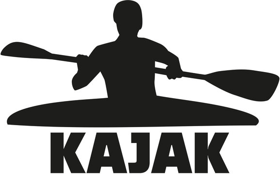 Kayak silhouette with word
