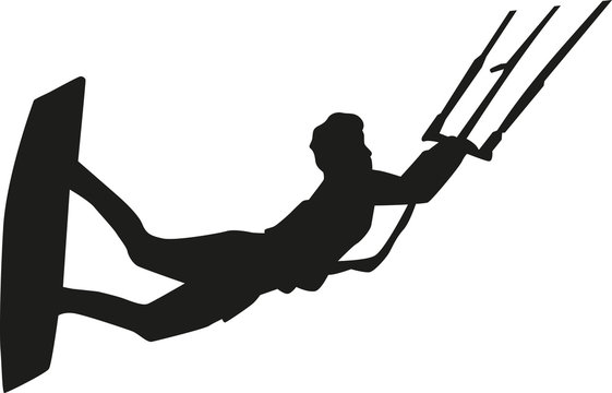 Kitesurfer flying silhouette