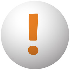 Orange Exclamation Mark icon on sphere isolated on white backgro