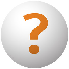 Orange Question Mark icon on sphere isolated on white background