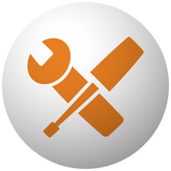 Orange Service icon on sphere isolated on white background