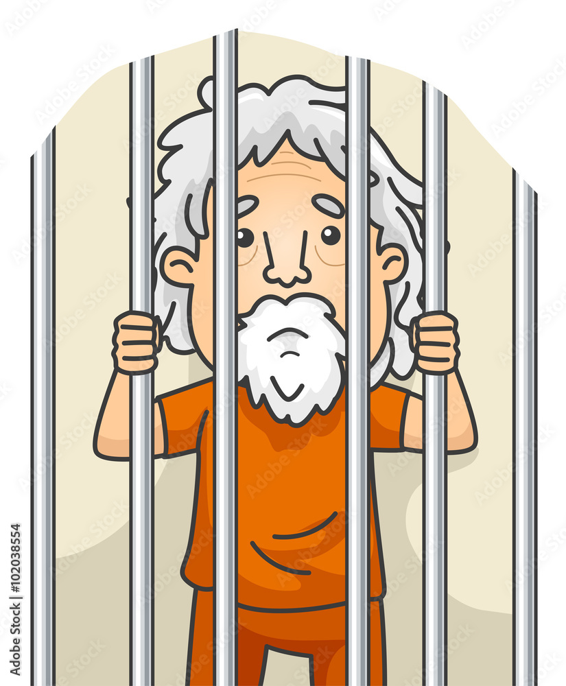 Wall mural senior man jail