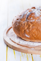 Round fresh homemade bread