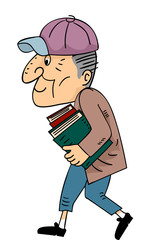 Senior Man Walk Books