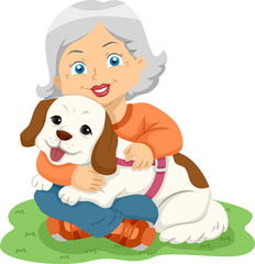 Fototapeta premium Senior Woman Hug Dog