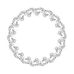 Laurel wreath cicle tattoo. Black stylized ornament, leaves with berry sign on white background. Victory, peace, glory symbol. Vector isolated