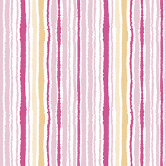 Seamless striped pattern. Vertical narrow lines. Torn paper, shred edge texture. Beige, rose, white colored background. Vector