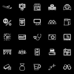 Application line icons on black background