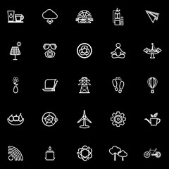 Clean concept line icons on black background
