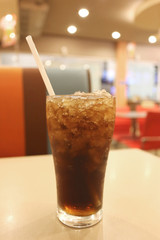Cold cola in glass.