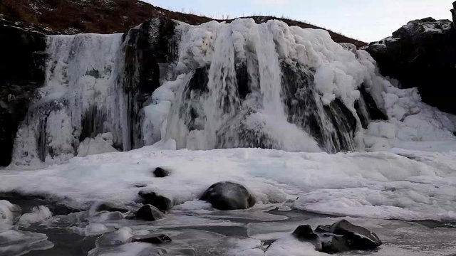 Waterfall in winter mostly frozen, shot with a canon 6D
