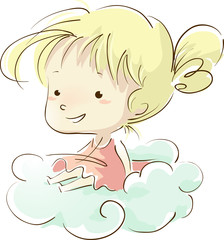 Girl Sitting in a Cloud
