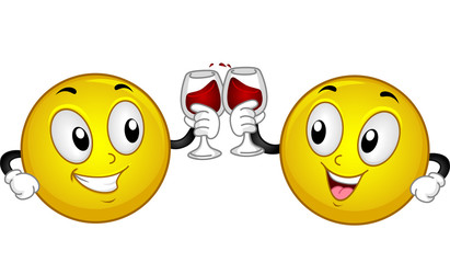 Smiley Couple Wine Toast