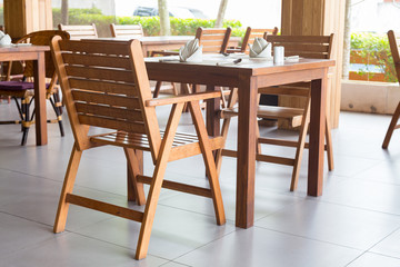 Fototapeta na wymiar Wood dining tables