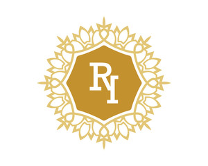 Obraz premium RI initial royal letter logo