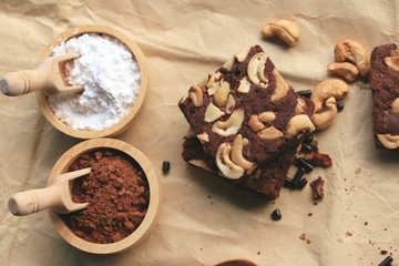 Chocolate brownie with cashew nuts