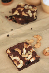 Chocolate brownie with cashew nuts