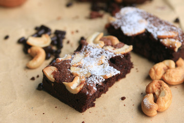 Chocolate brownie with cashew nuts