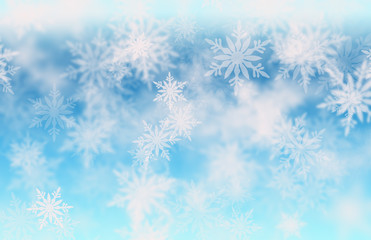 Abstract blue snowflakes background.