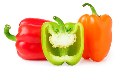 bell peppers with half isolated on white