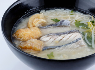 Local cuisine of Asia : Rice porridge with fish