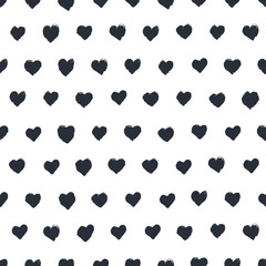 Seamless pattern with hand drawn hearts.  Cover for Valentines day cards, wrapping, wallpaper