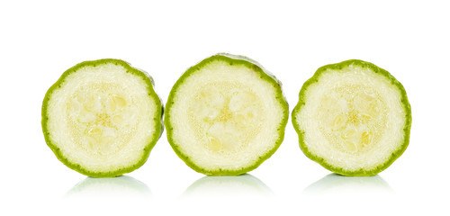 Sliced yellow zucchini isolated on the white background