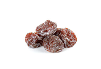 Dried plums isolated on white background