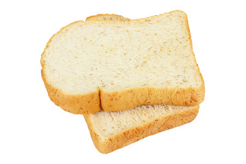 slices of wheat bread isolated white background