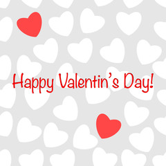 Retro abstract heart seamless pattern. Vector illustration for romantic design. Red and white hearts on gray