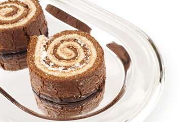 Sweet rolls on the metal tray