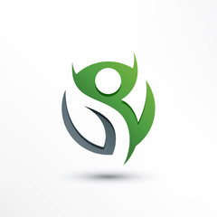 Obraz premium Abstract Rounded People and Leaf Logo