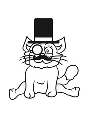 sir mr mustache monocle glasses cylinder hat gentlemen seated sweet cute kitten fluffy fur
