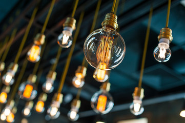 Round glowing tungsten lamp